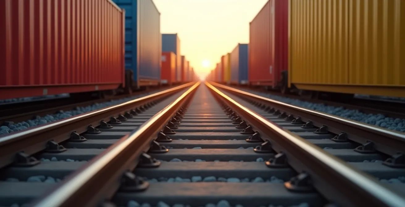 Mappa dettagliata dei corridoi ferroviari eurasiatici con terminal intermodali evidenziati