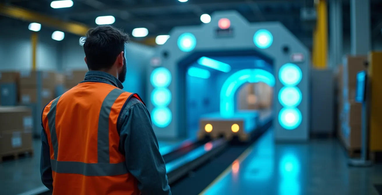 Sistema automatico di tracciabilità con tunnel RFID in un centro logistico