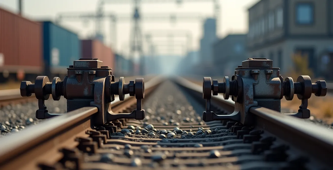 Vista aerea di un raccordo ferroviario industriale con area di carico