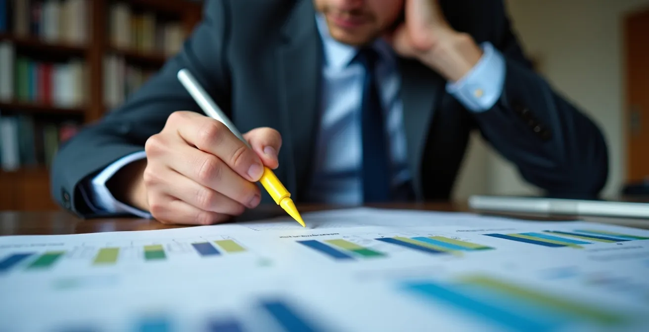 Manager che esamina documenti finanziari e certificazioni di uno spedizioniere